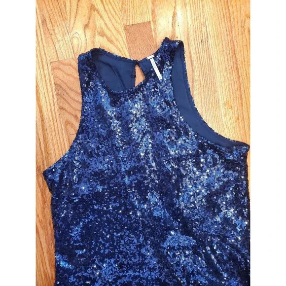 Free People Blue Sequin Dress Small - Picture 4 of 6